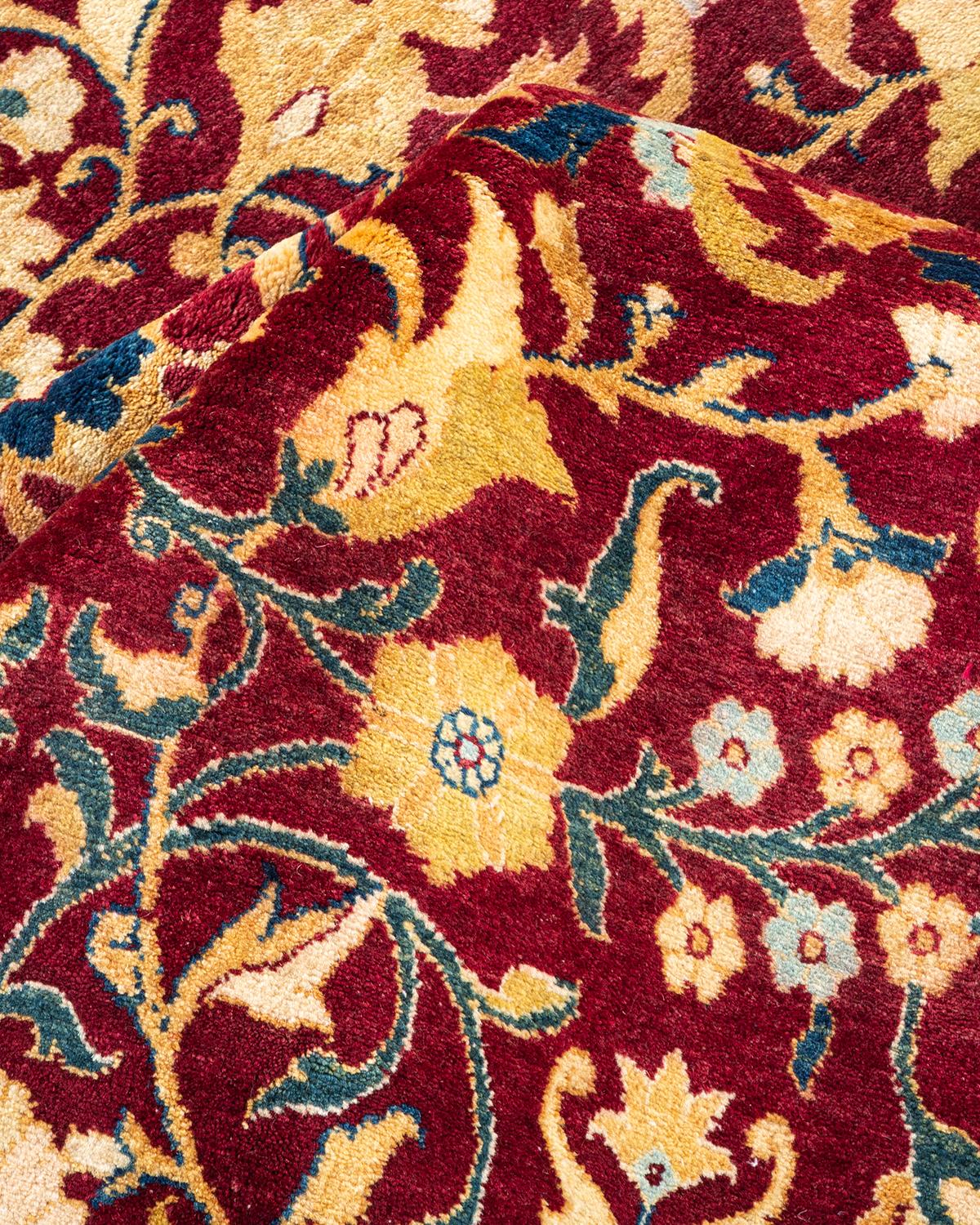 Autre Tapis traditionnel Mogul rouge unique fait à la main, unique en son genre en vente
