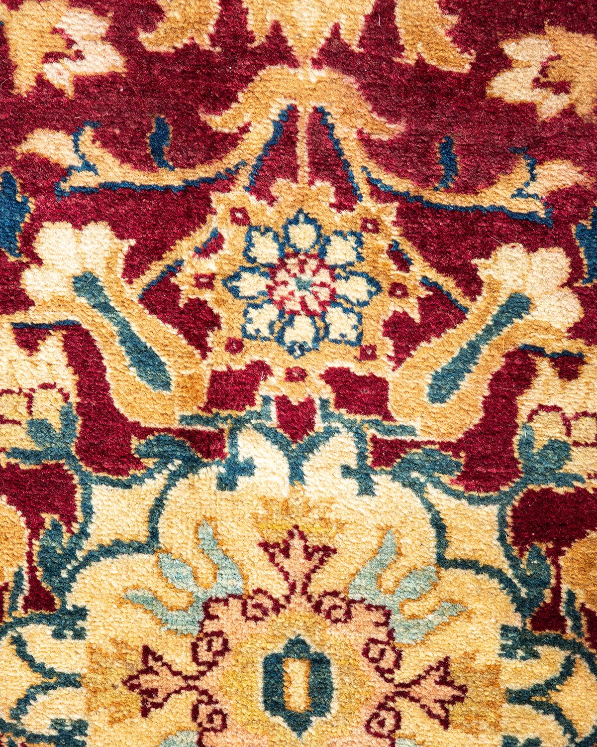XXIe siècle et contemporain Tapis traditionnel Mogul rouge unique fait à la main, unique en son genre en vente