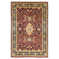 Handgefertigter, traditioneller Mogul-Roter Teppich, Unikat