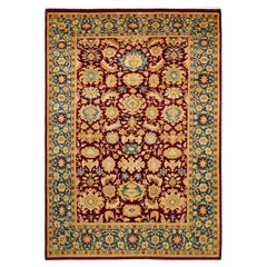 One-of-a-kind Hand Made Traditional Mogul Red Area Rug