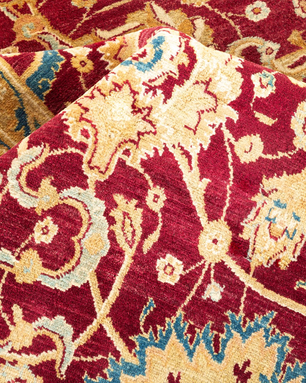 Autre Tapis traditionnel Mogul rouge unique fait à la main, unique en son genre en vente