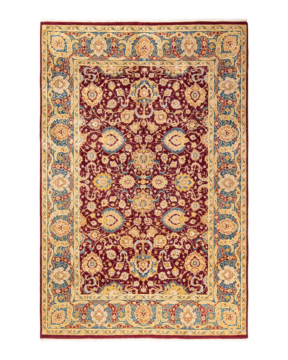 Autre Tapis traditionnel Mogul rouge unique fait à la main, unique en son genre en vente