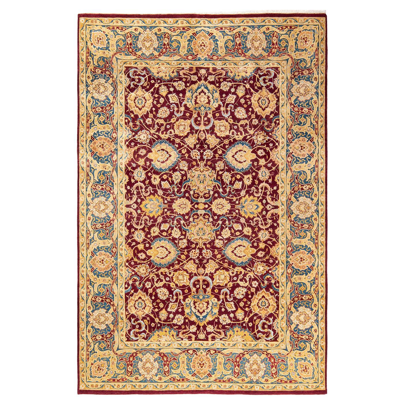 One-of-a-kind Hand Made Traditional Mogul Red Area Rug
