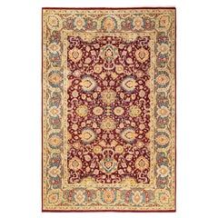 One-of-a-kind Hand Made Traditional Mogul Red Area Rug