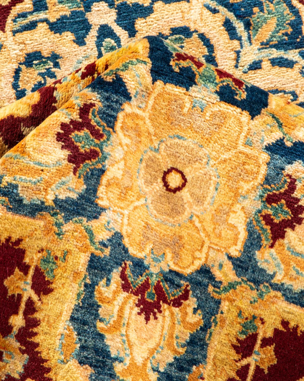 Pakistani One-of-a-kind Hand Made Traditional Mogul Red Area Rug For Sale