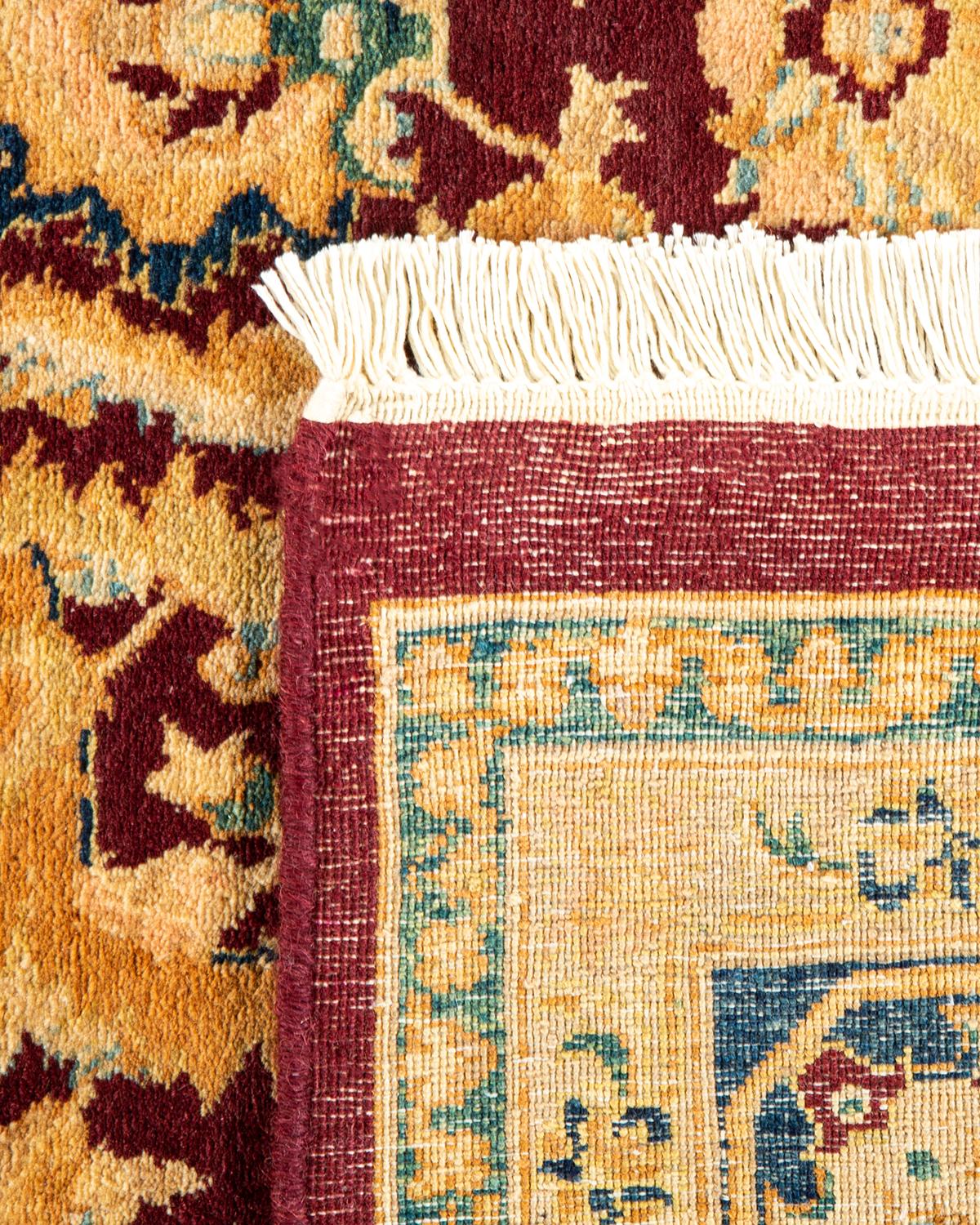 One-of-a-kind Hand Made Traditional Mogul Red Area Rug In New Condition For Sale In Norwalk, CT