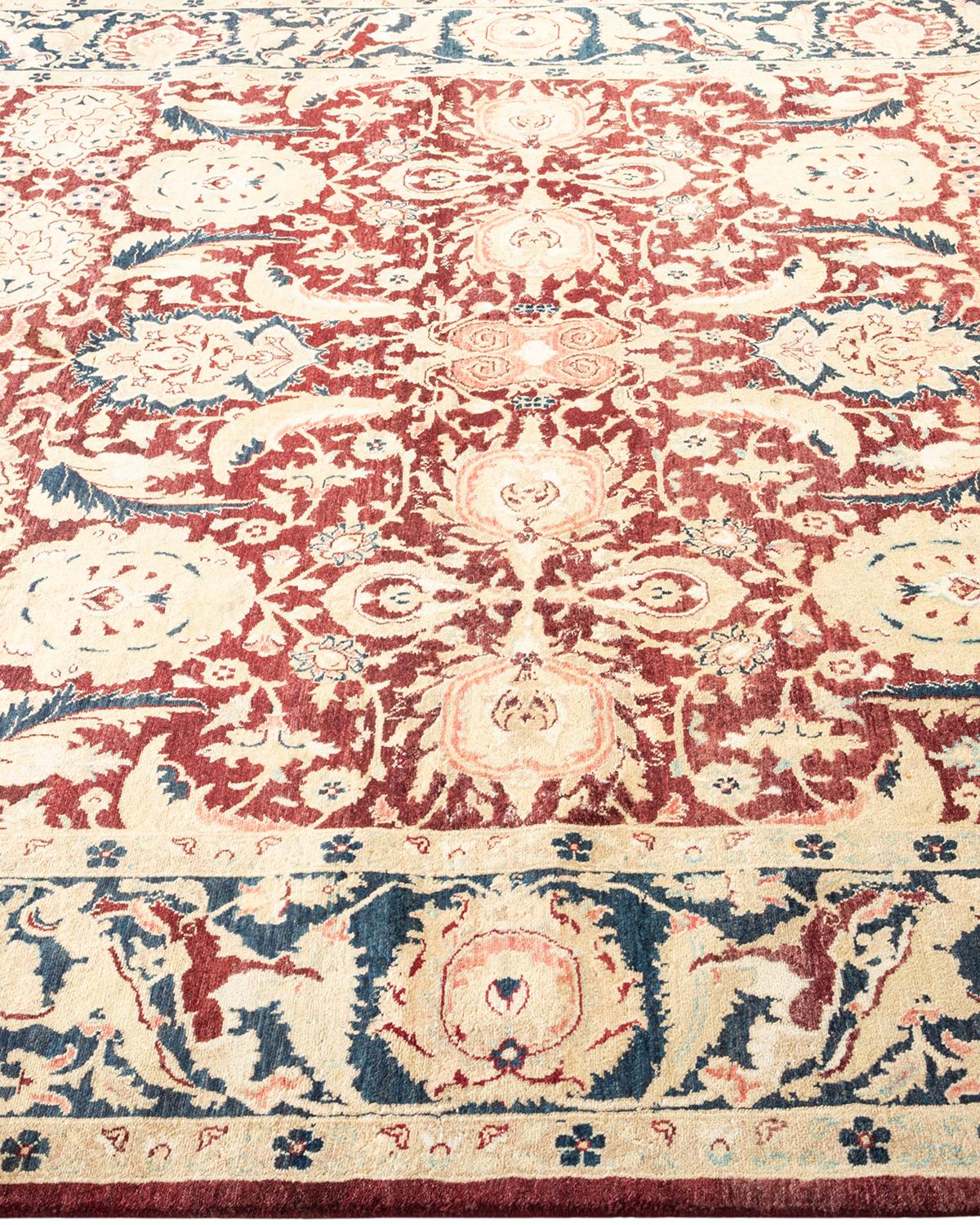 One-Of-A-Kind Hand Made Traditional Mogul Red Area Rug In New Condition For Sale In Norwalk, CT