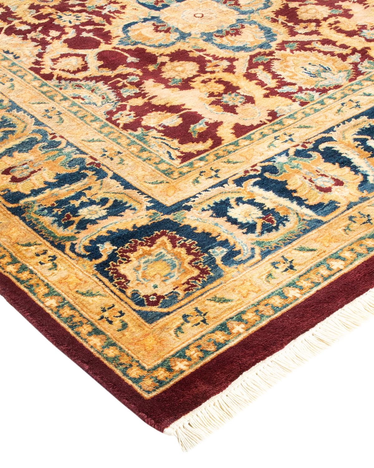 One-of-a-kind Hand Made Traditional Mogul Red Area Rug For Sale 1