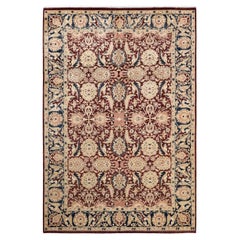 One-of-a-Kind Hand Made Traditional Mogul Red Area Rug