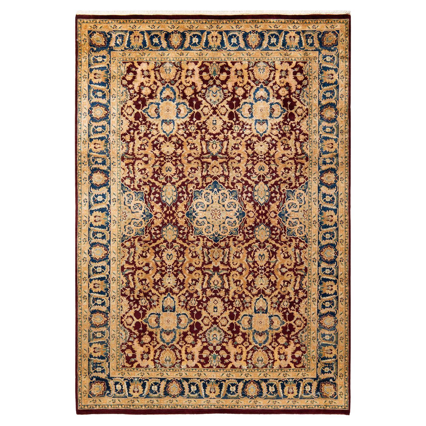 One-of-a-kind Hand Made Traditional Mogul Red Area Rug
