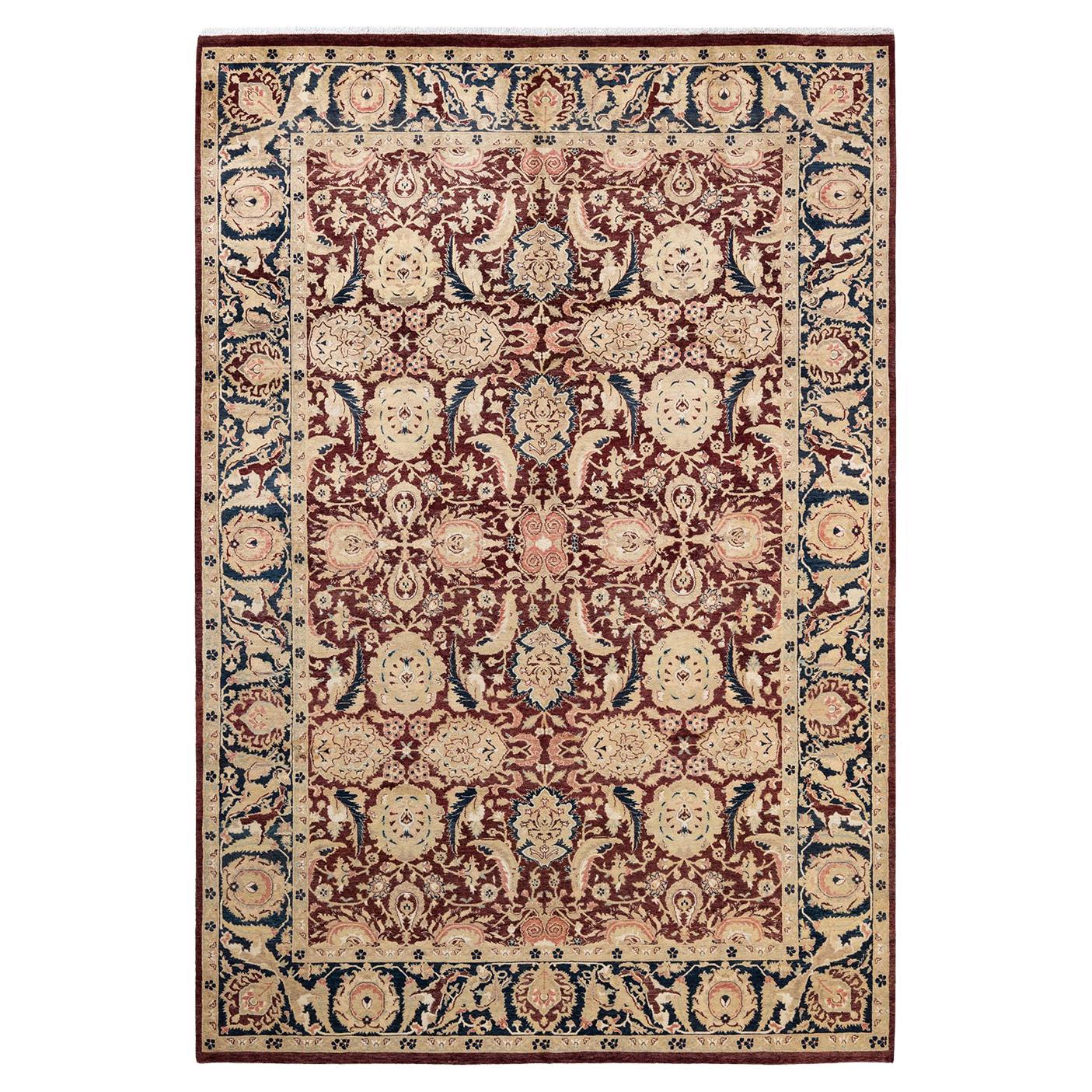 One-Of-A-Kind Hand Made Traditional Mogul Red Area Rug