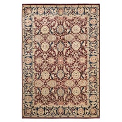 One-Of-A-Kind Hand Made Traditional Mogul Red Area Rug