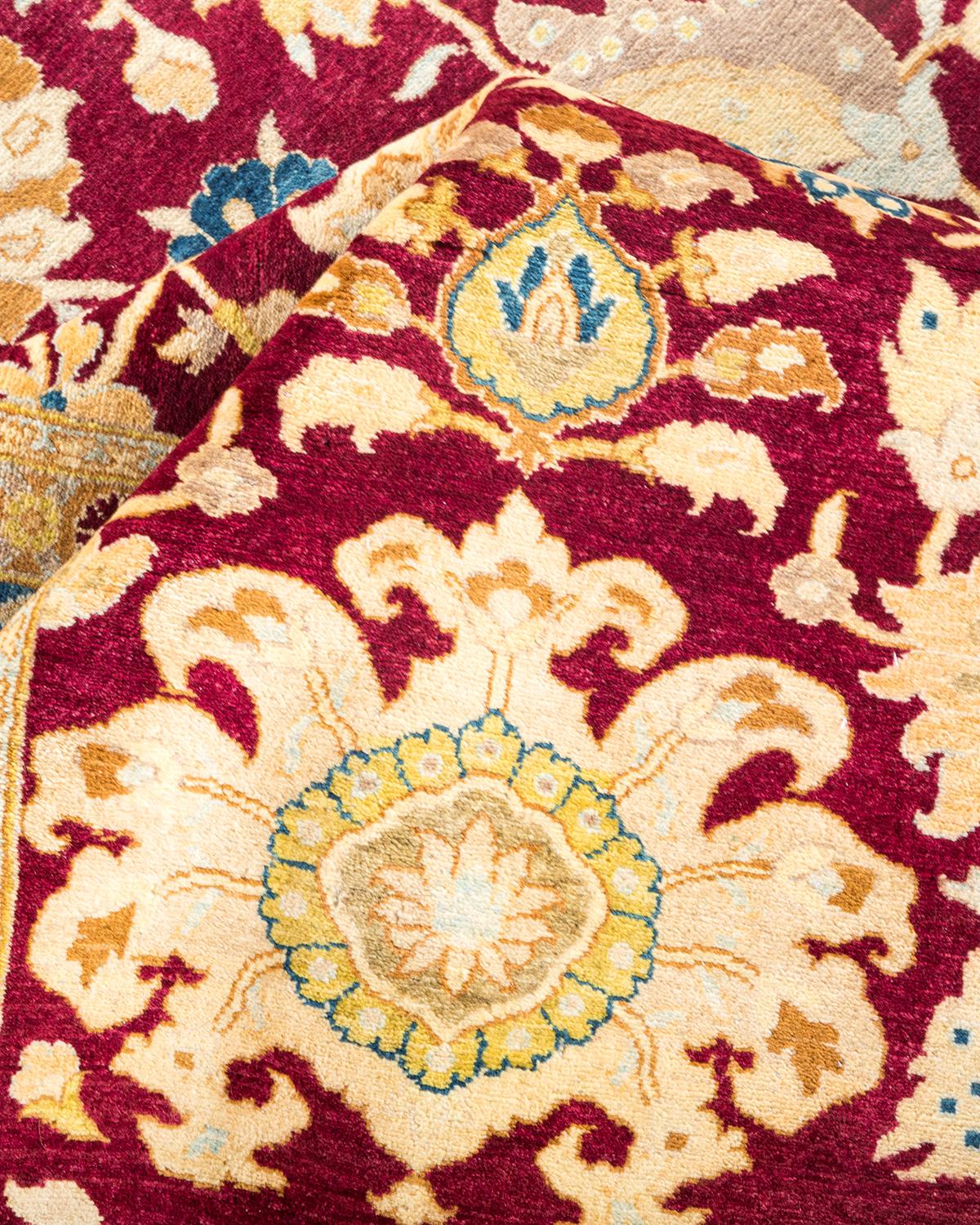 Autre Tapis traditionnel Mogul rouge unique fait à la main, unique en son genre en vente
