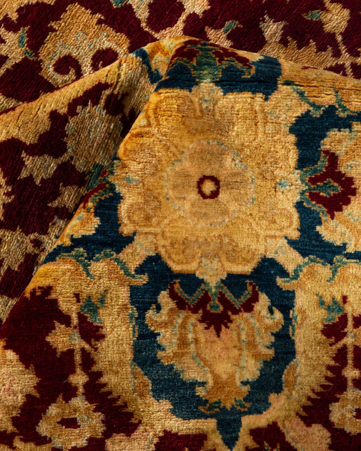 Autre Tapis traditionnel Mogul rouge unique fait à la main, unique en son genre en vente