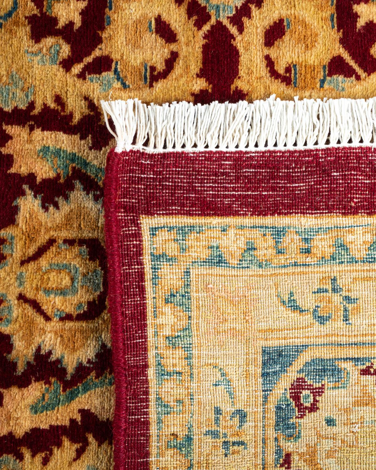 Noué à la main Tapis traditionnel Mogul rouge unique fait à la main, unique en son genre en vente