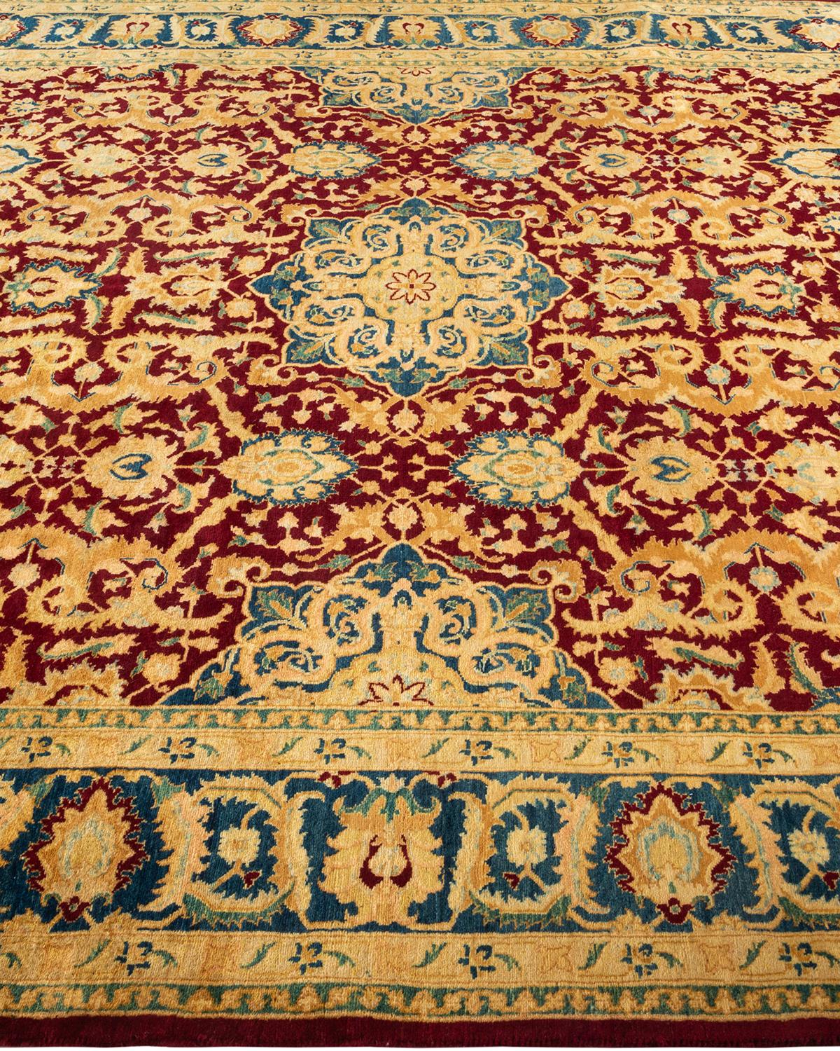 Tapis traditionnel Mogul rouge unique fait à la main, unique en son genre Neuf - En vente à Norwalk, CT