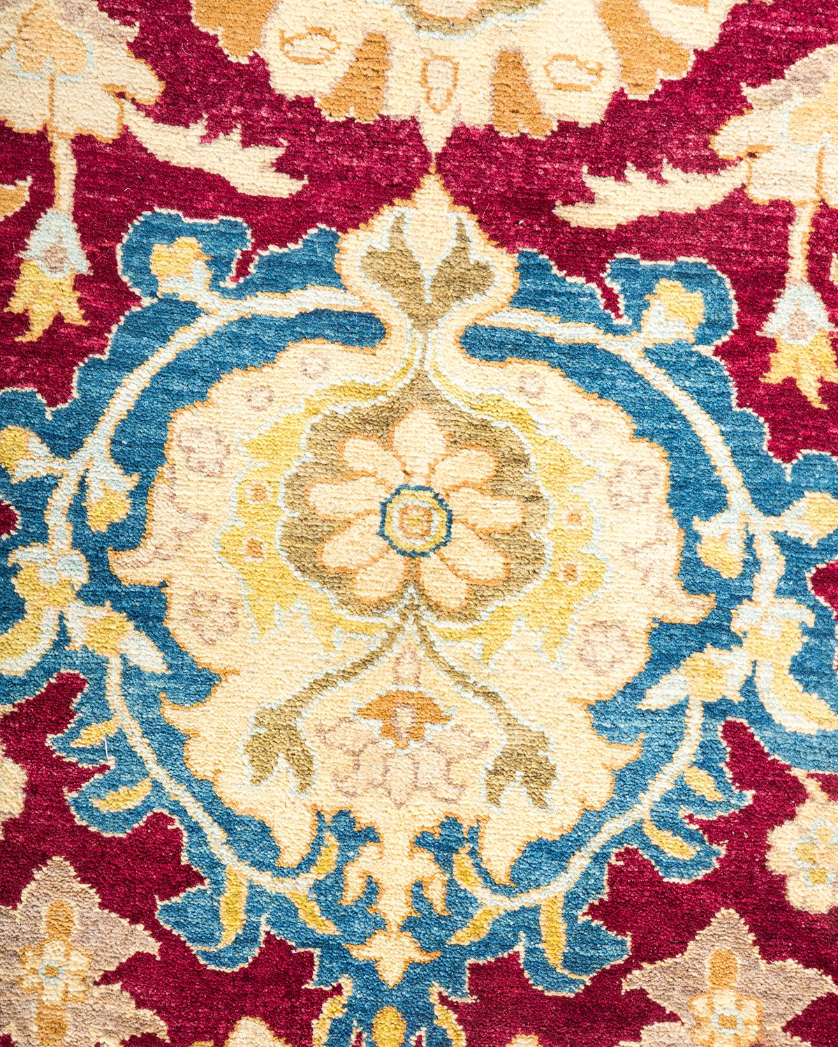 XXIe siècle et contemporain Tapis traditionnel Mogul rouge unique fait à la main, unique en son genre en vente