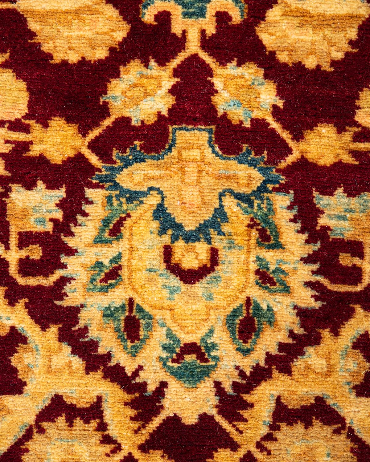XXIe siècle et contemporain Tapis traditionnel Mogul rouge unique fait à la main, unique en son genre en vente