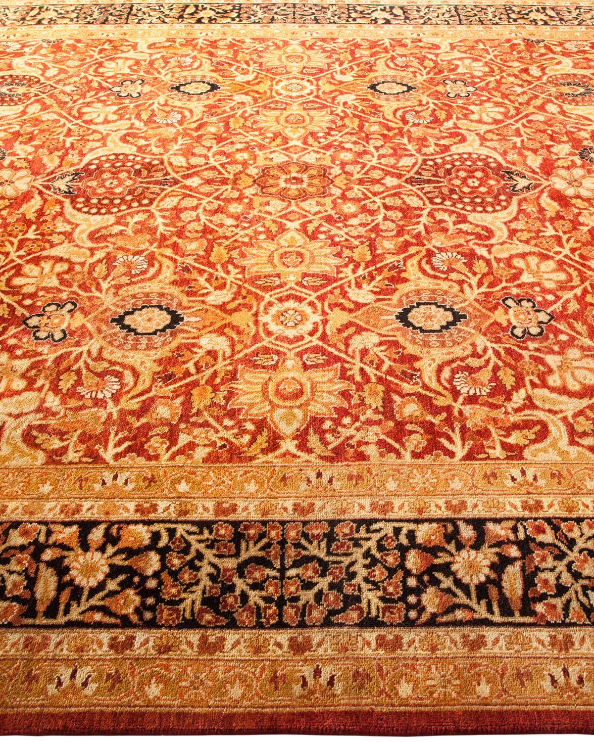 One-of-a-kind Hand Made Traditional Mogul Red Area Rug In New Condition For Sale In Norwalk, CT