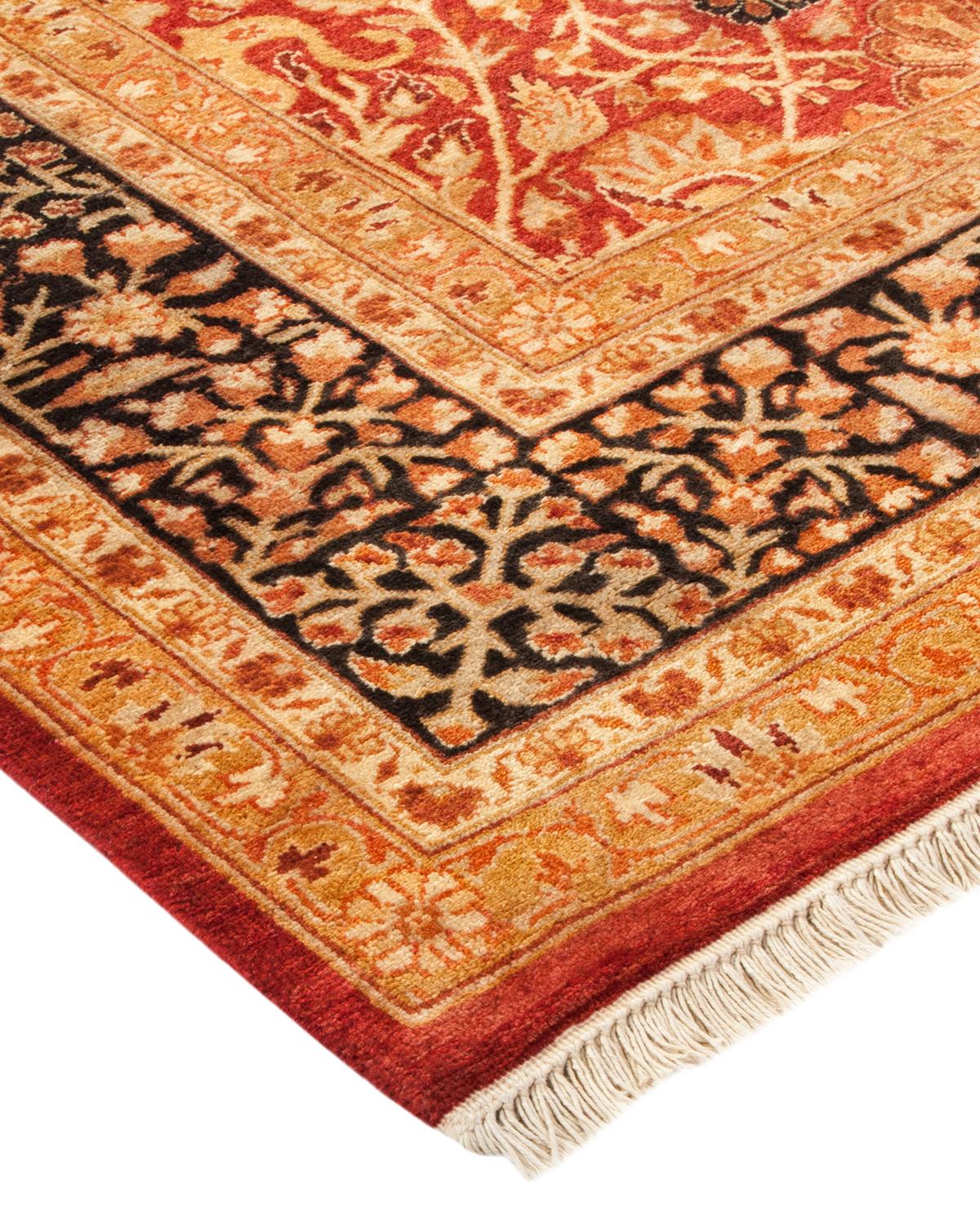Wool One-of-a-kind Hand Made Traditional Mogul Red Area Rug