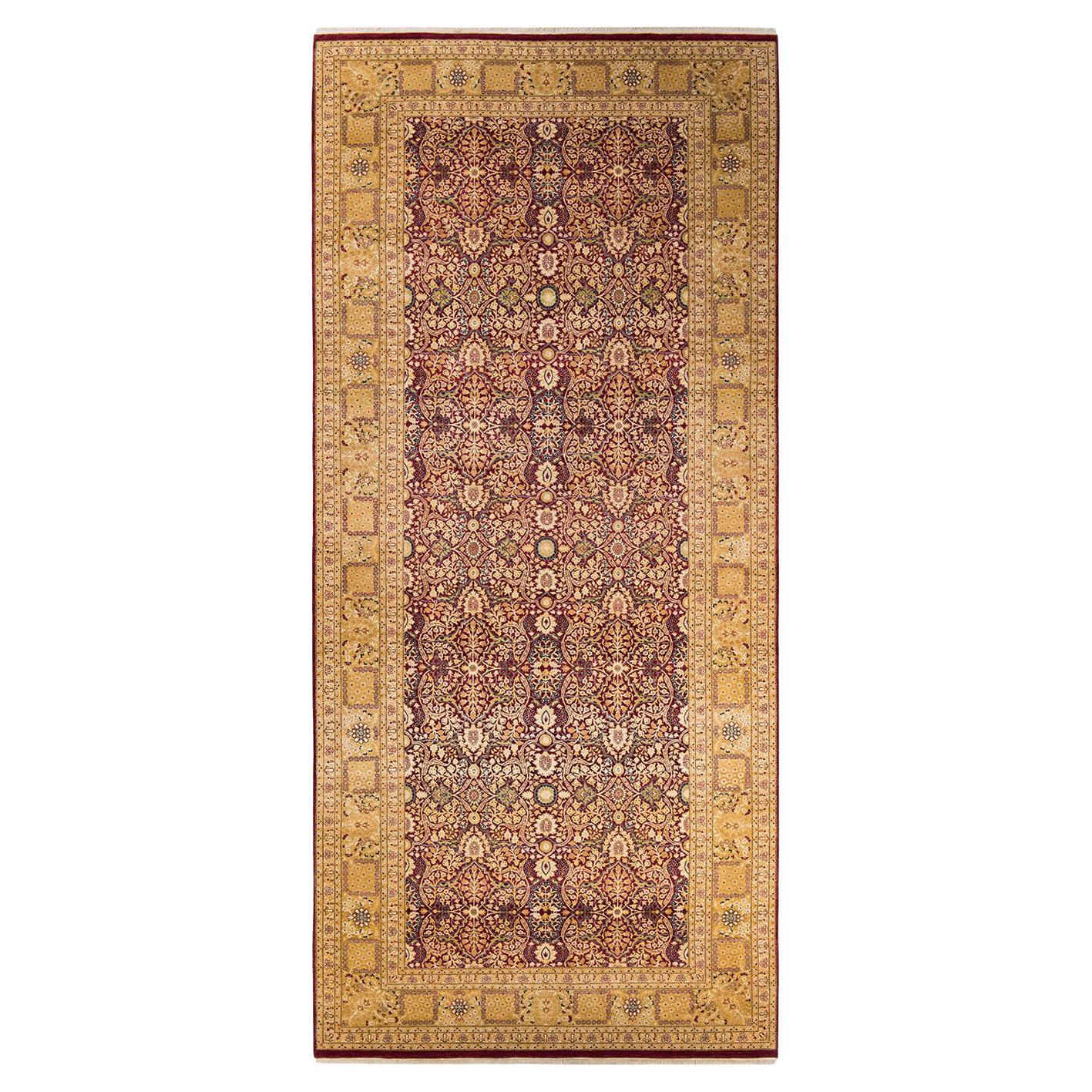 One-Of-A-Kind Hand Made Traditional Mogul Red Area Rug