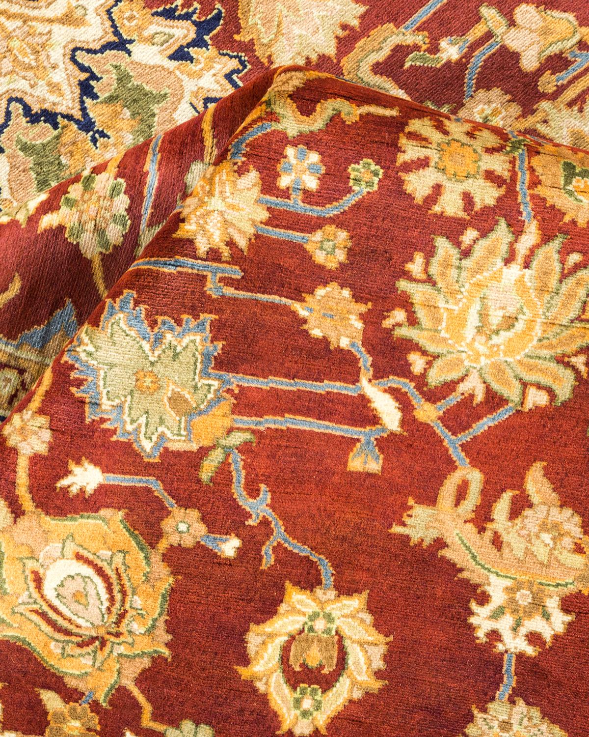 Autre Tapis traditionnel Mogul rouge unique fait à la main, unique en son genre en vente