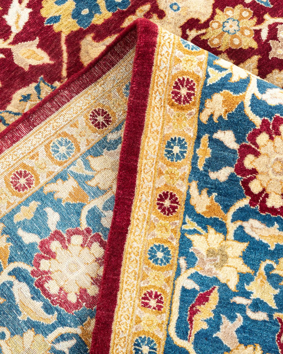 Pakistani One-of-a-Kind Hand Made Traditional Mogul Red Area Rug For Sale
