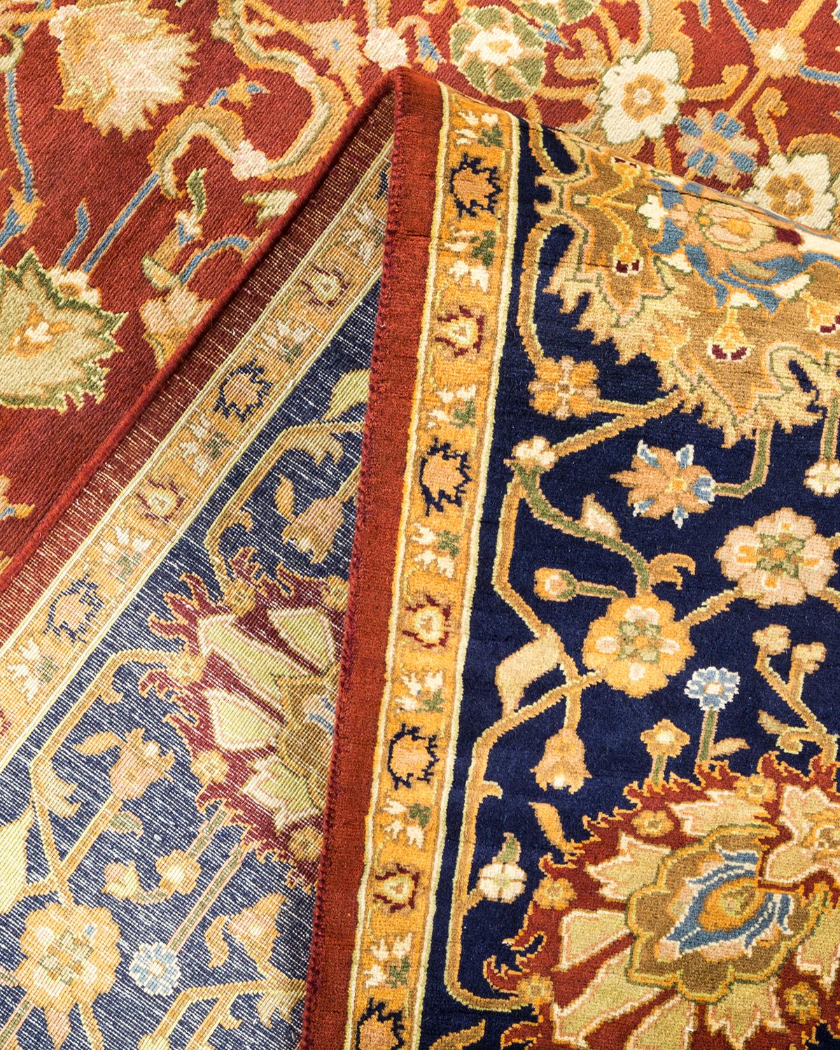 Pakistanais Tapis traditionnel Mogul rouge unique fait à la main, unique en son genre en vente
