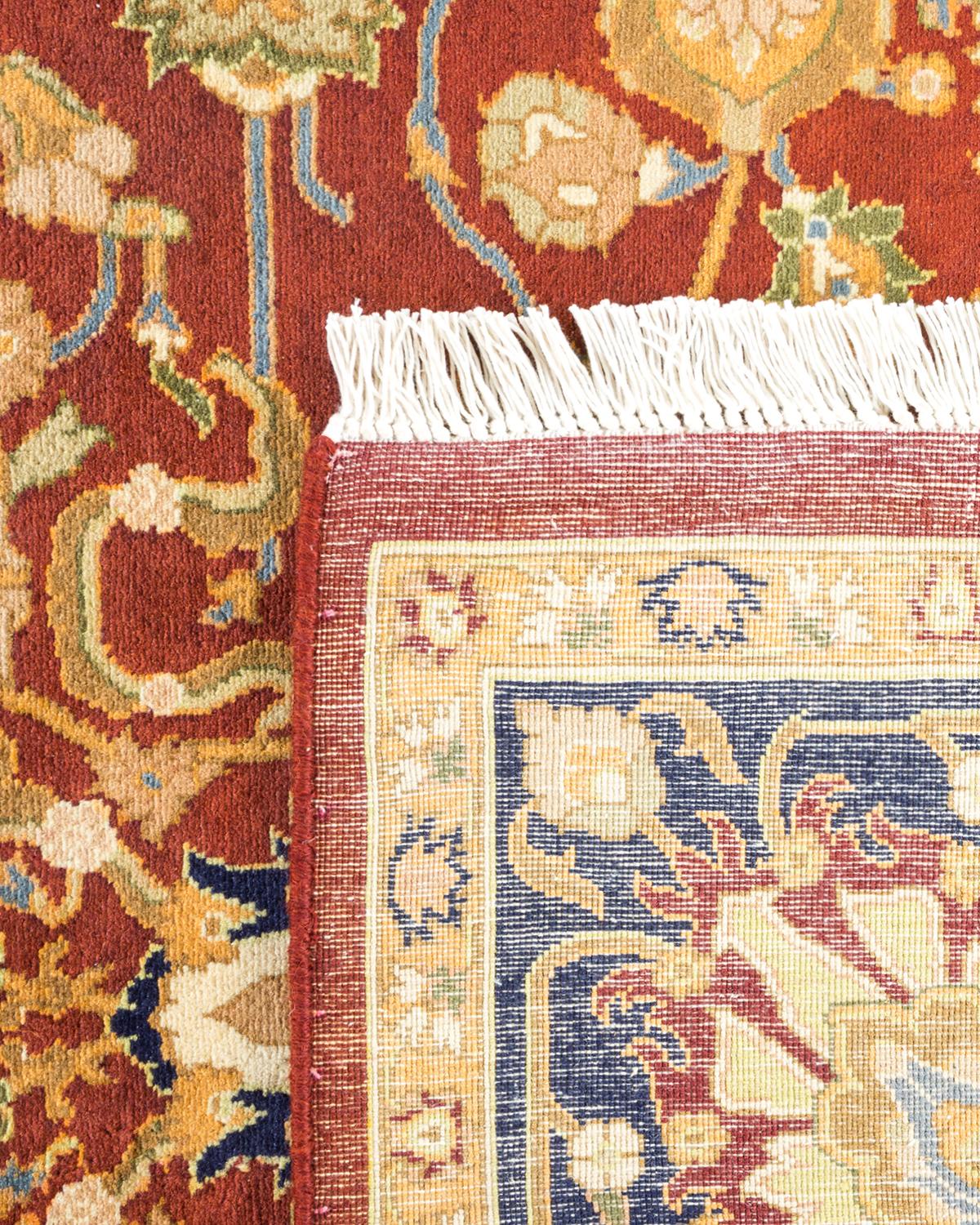 Noué à la main Tapis traditionnel Mogul rouge unique fait à la main, unique en son genre en vente