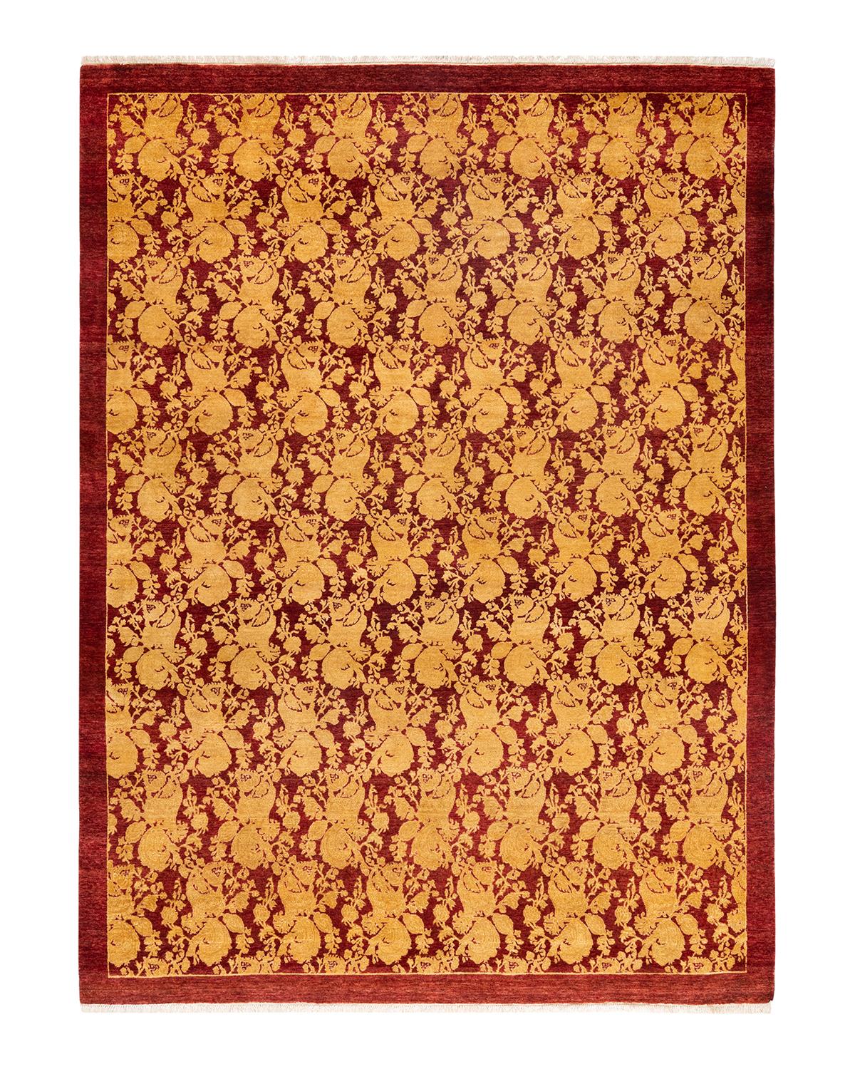 Autre Tapis traditionnel Mogul rouge unique fait à la main, unique en son genre en vente