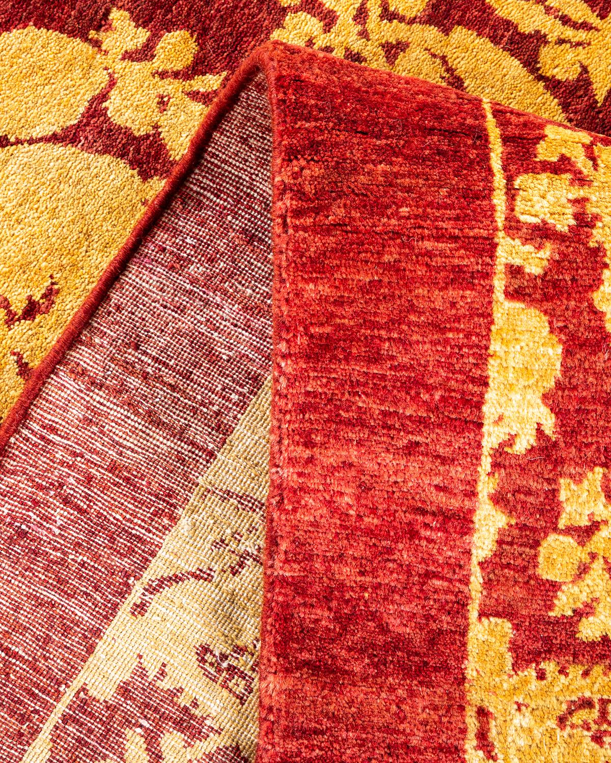 Noué à la main Tapis traditionnel Mogul rouge unique fait à la main, unique en son genre en vente
