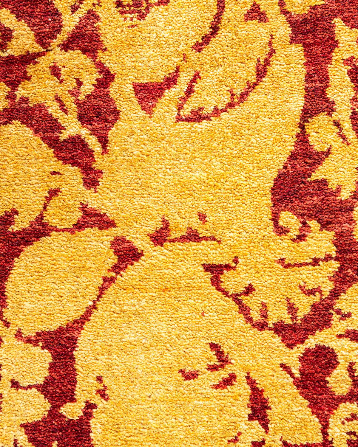 Laine Tapis traditionnel Mogul rouge unique fait à la main, unique en son genre en vente