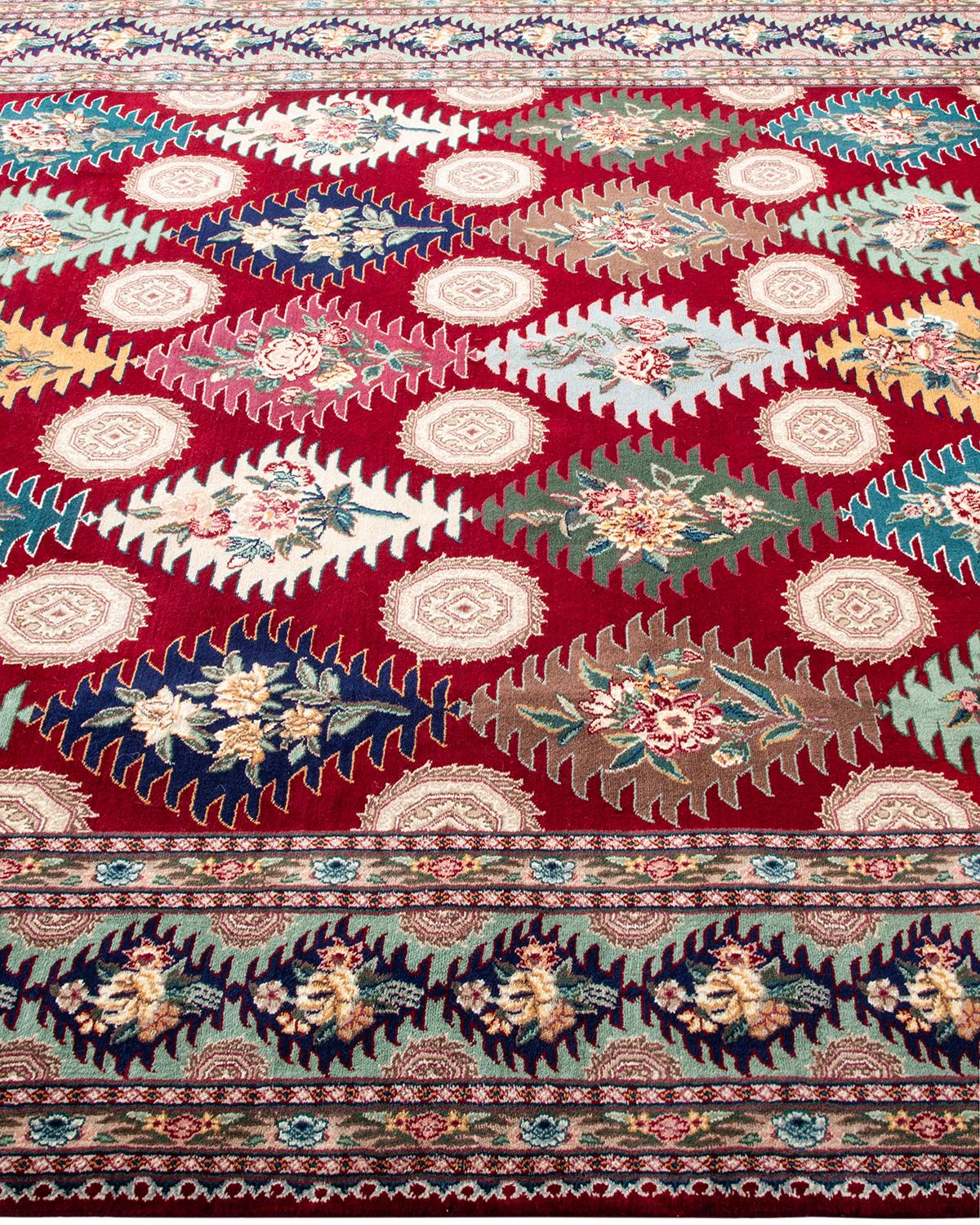 One-Of-A-Kind Hand Made Traditional Mogul Red Area Rug In New Condition For Sale In Norwalk, CT