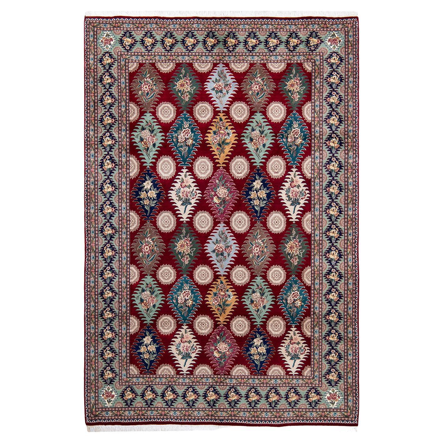 One-Of-A-Kind Hand Made Traditional Mogul Red Area Rug