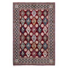Handgefertigter, traditioneller Mogul-Roter Teppich, Unikat