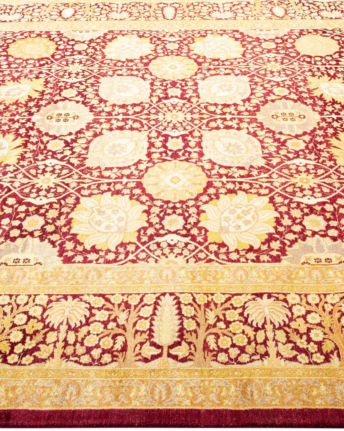 Tapis traditionnel Mogul rouge unique fait à la main, unique en son genre Neuf - En vente à Norwalk, CT