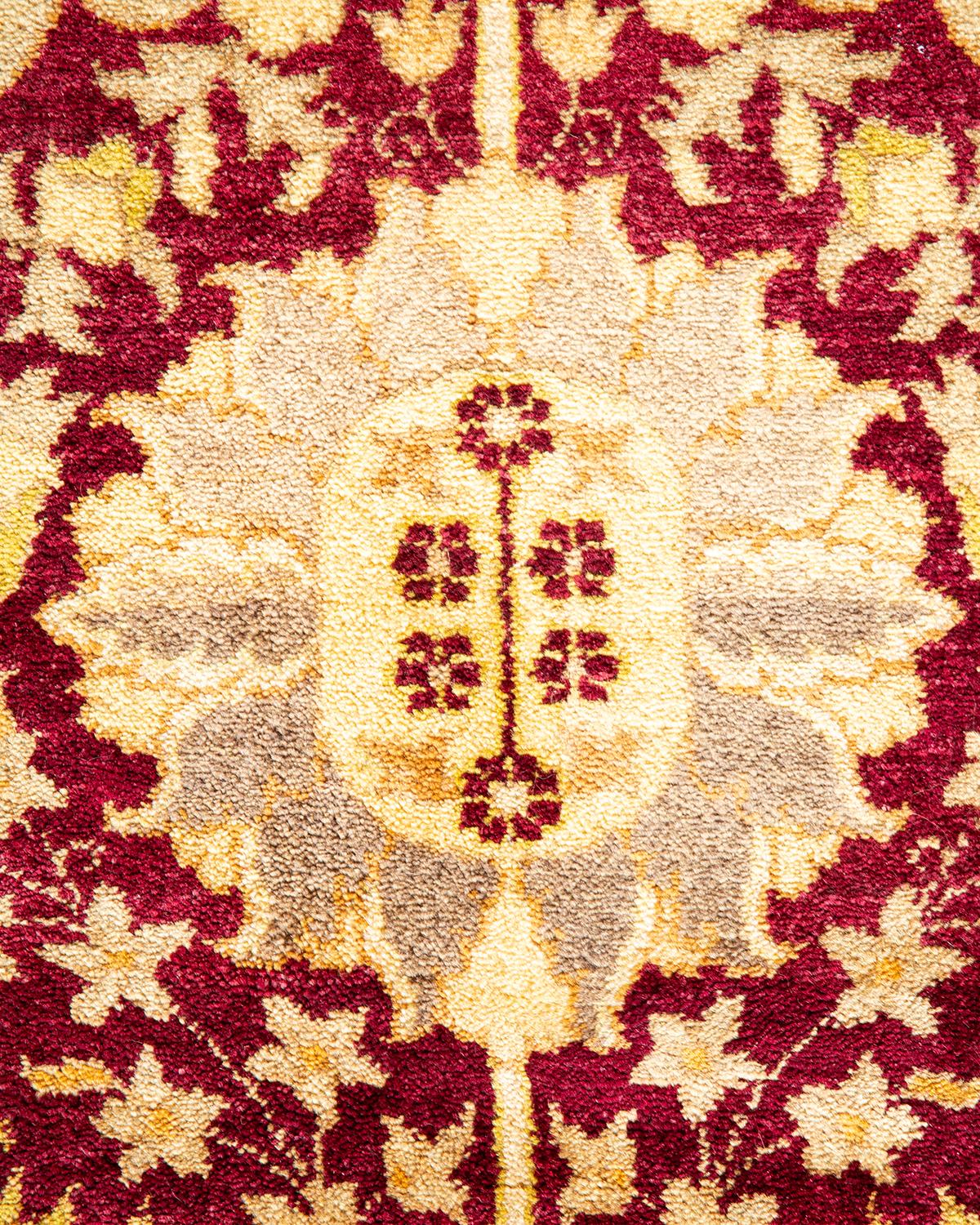 XXIe siècle et contemporain Tapis traditionnel Mogul rouge unique fait à la main, unique en son genre en vente