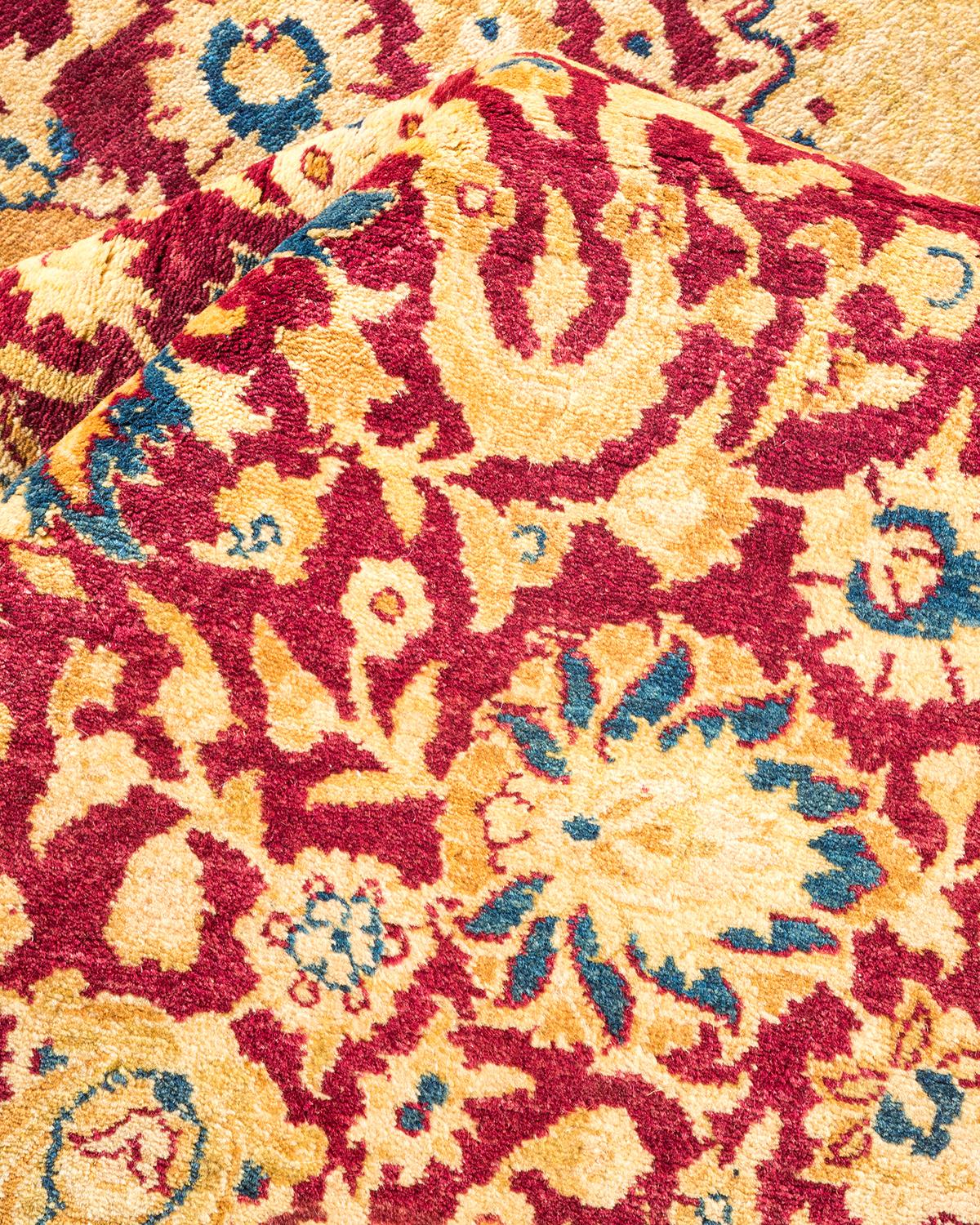 Autre Tapis traditionnel Mogul rouge unique fait à la main, unique en son genre en vente