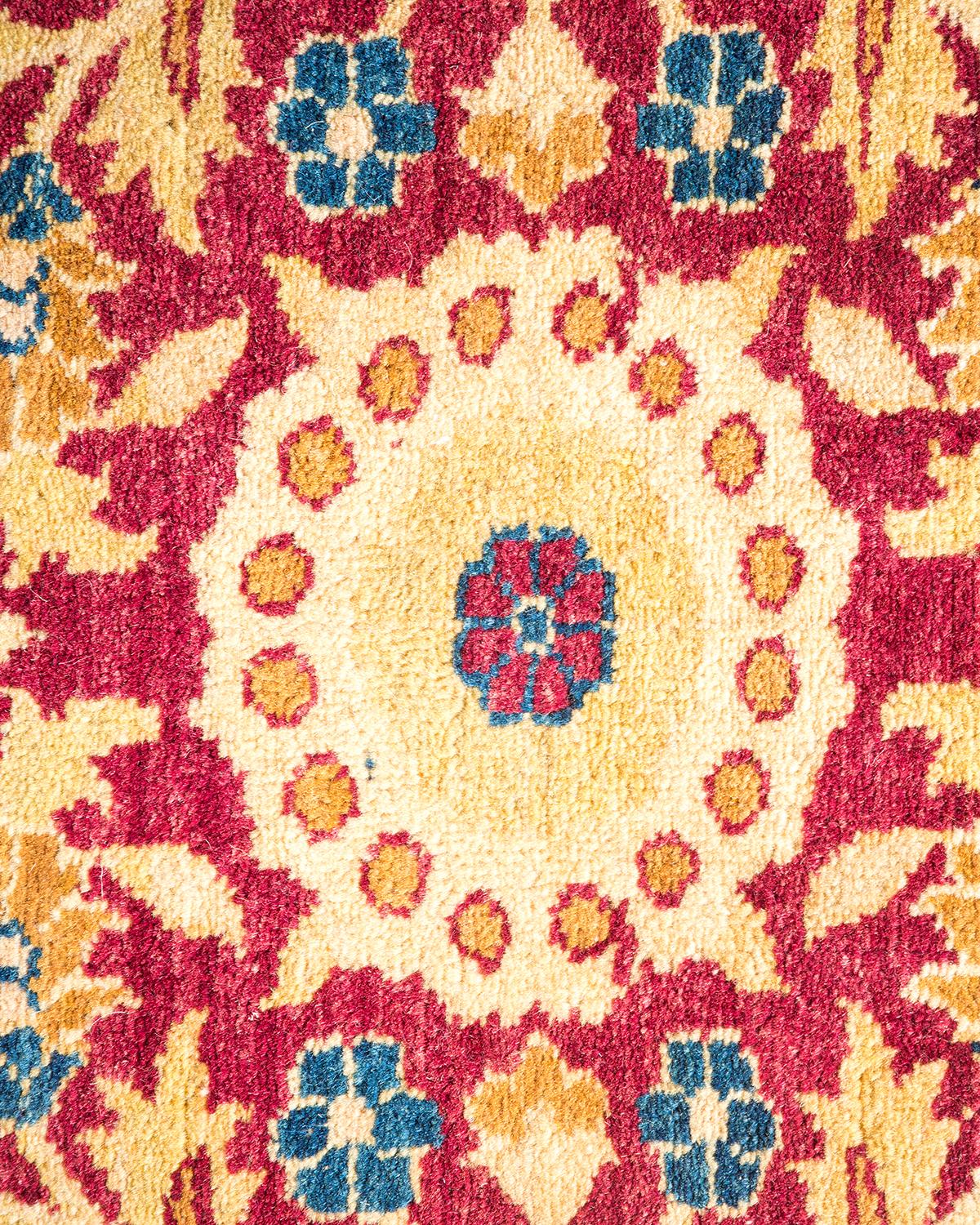 XXIe siècle et contemporain Tapis traditionnel Mogul rouge unique fait à la main, unique en son genre en vente