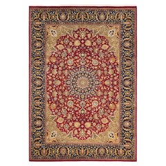 One-Of-A-Kind Hand Made Traditional Mogul Red Area Rug