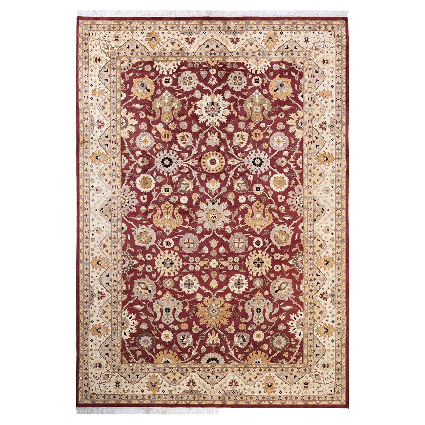 One-Of-A-Kind Hand Made Traditional Mogul Red Area Rug