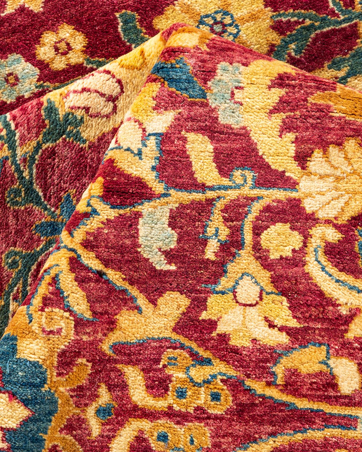 Autre Tapis traditionnel Mogul rouge unique fait à la main, unique en son genre en vente