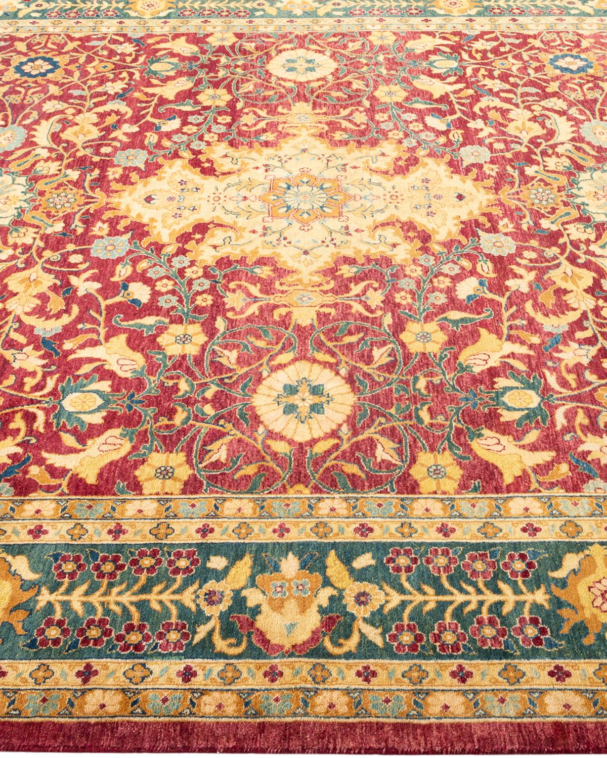 Tapis traditionnel Mogul rouge unique fait à la main, unique en son genre Neuf - En vente à Norwalk, CT