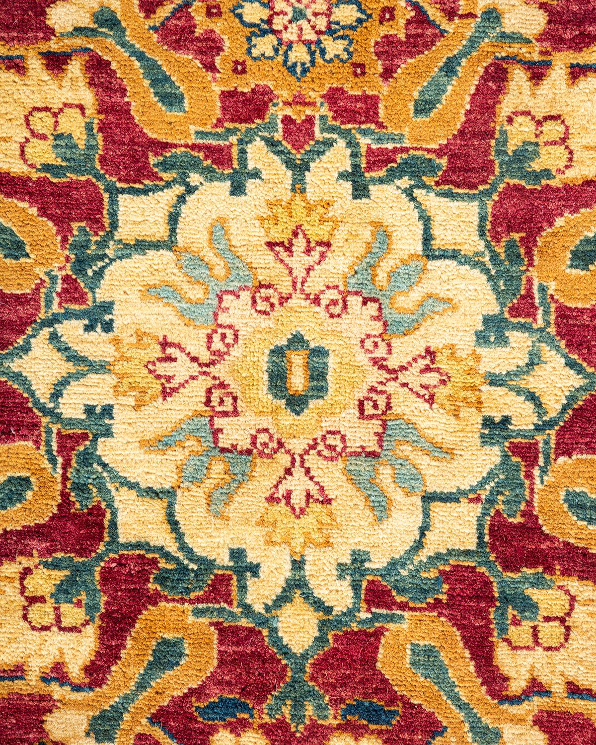 XXIe siècle et contemporain Tapis traditionnel Mogul rouge unique fait à la main, unique en son genre en vente