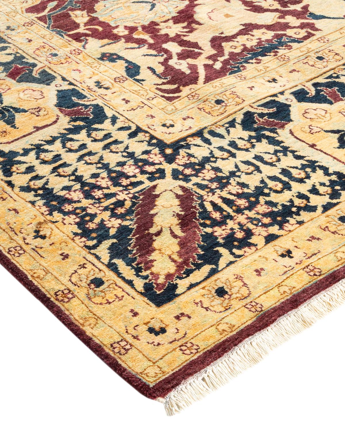 One-Of-A-Kind Hand Made Traditional Mogul Red Area Rug For Sale 1