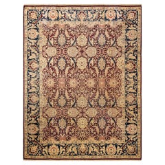 One-of-a-Kind Hand Made Traditional Mogul Red Area Rug