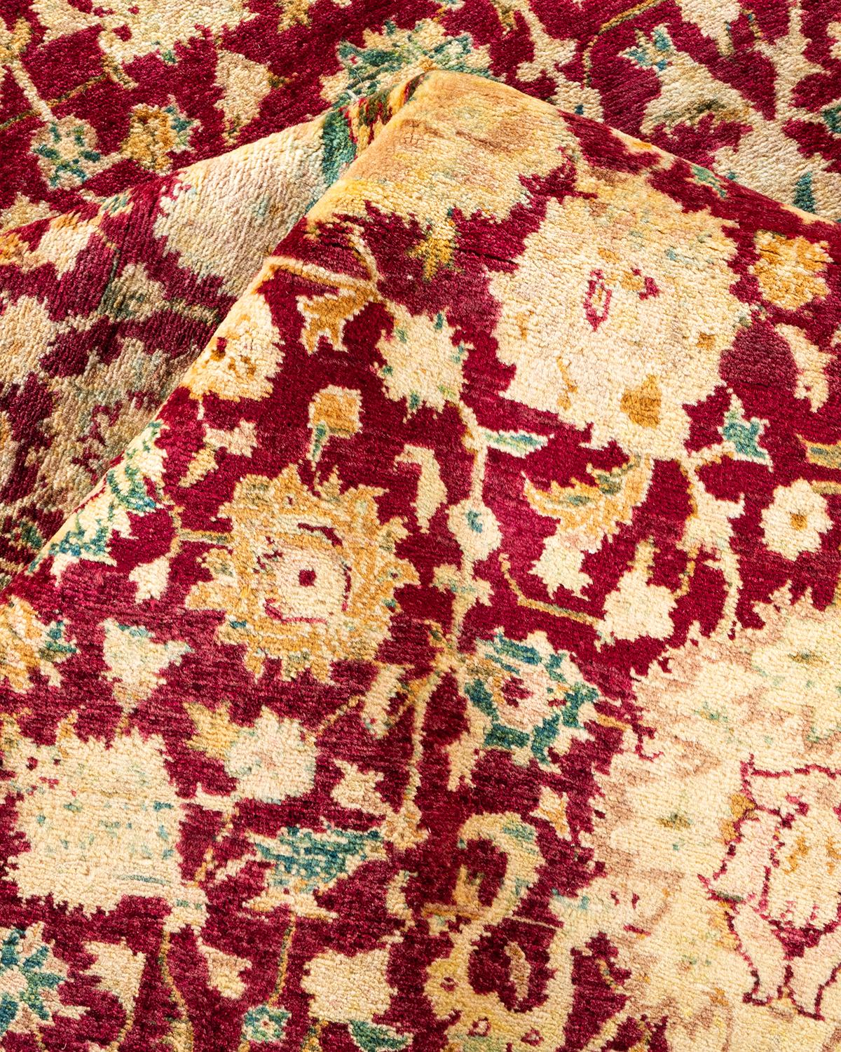 Alfombra tradicional roja Mogul, única en su género, hecha a mano Pakistaní en venta