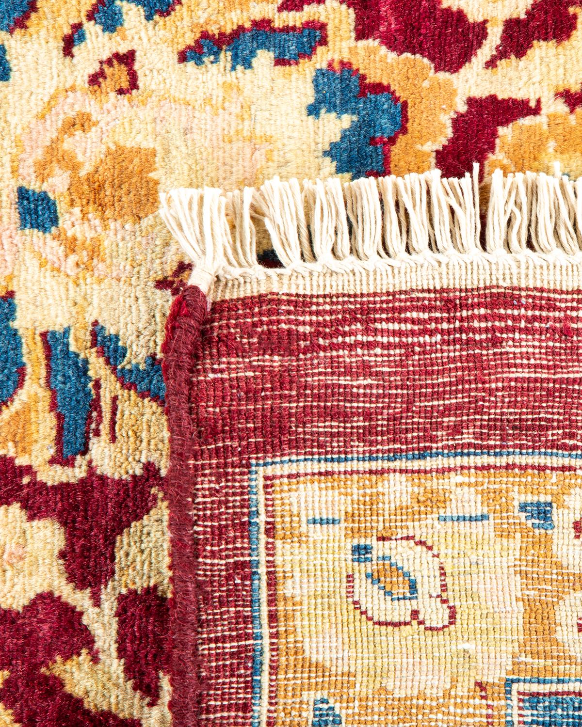 Noué à la main Tapis traditionnel Mogul rouge unique fait à la main, unique en son genre en vente
