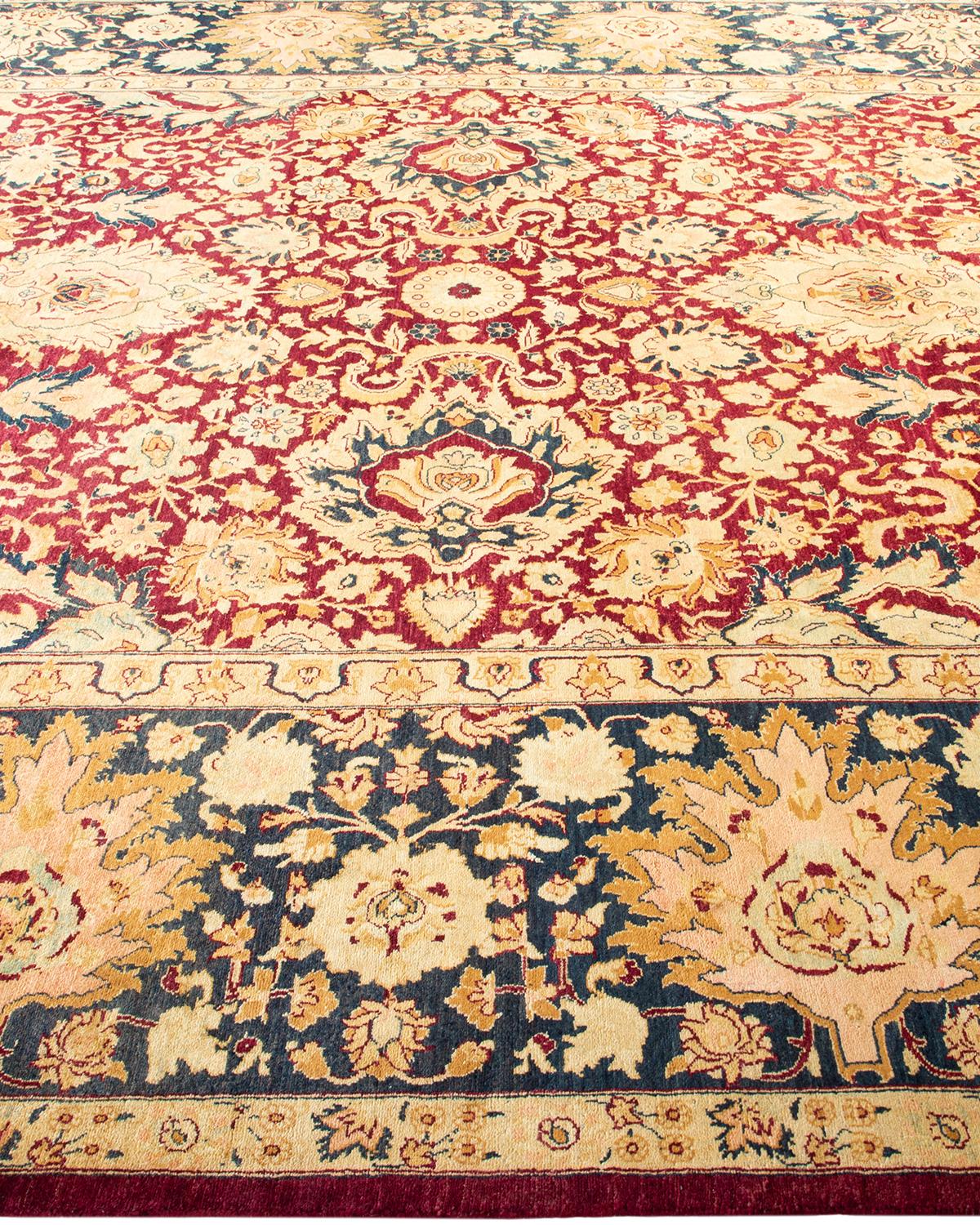 One-Of-A-Kind Hand Made Traditional Mogul Red Area Rug In New Condition For Sale In Norwalk, CT