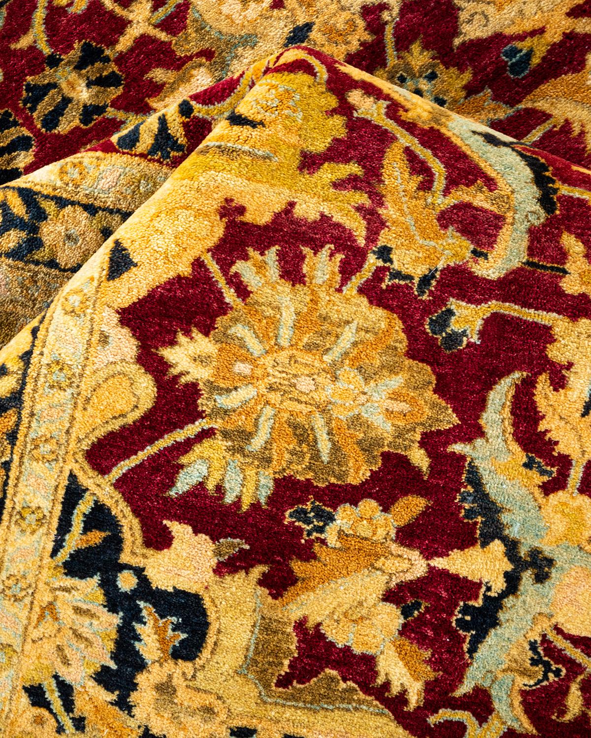 Autre Tapis traditionnel Mogul rouge unique fait à la main, unique en son genre en vente